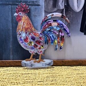 Colorful Rooster Art Sculpture